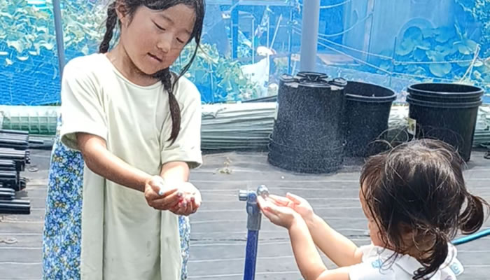 当園大人気のミスト お子さんも水遊びで大はしゃぎ